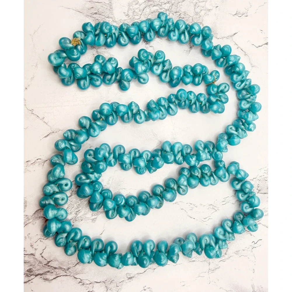 Turquoise Color Shells Necklace‎ Long 38" Strand